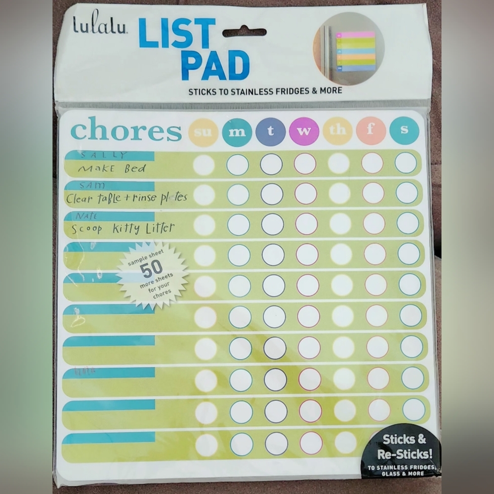 Lulalu List Pad For Tracking Chores 50 Sheets